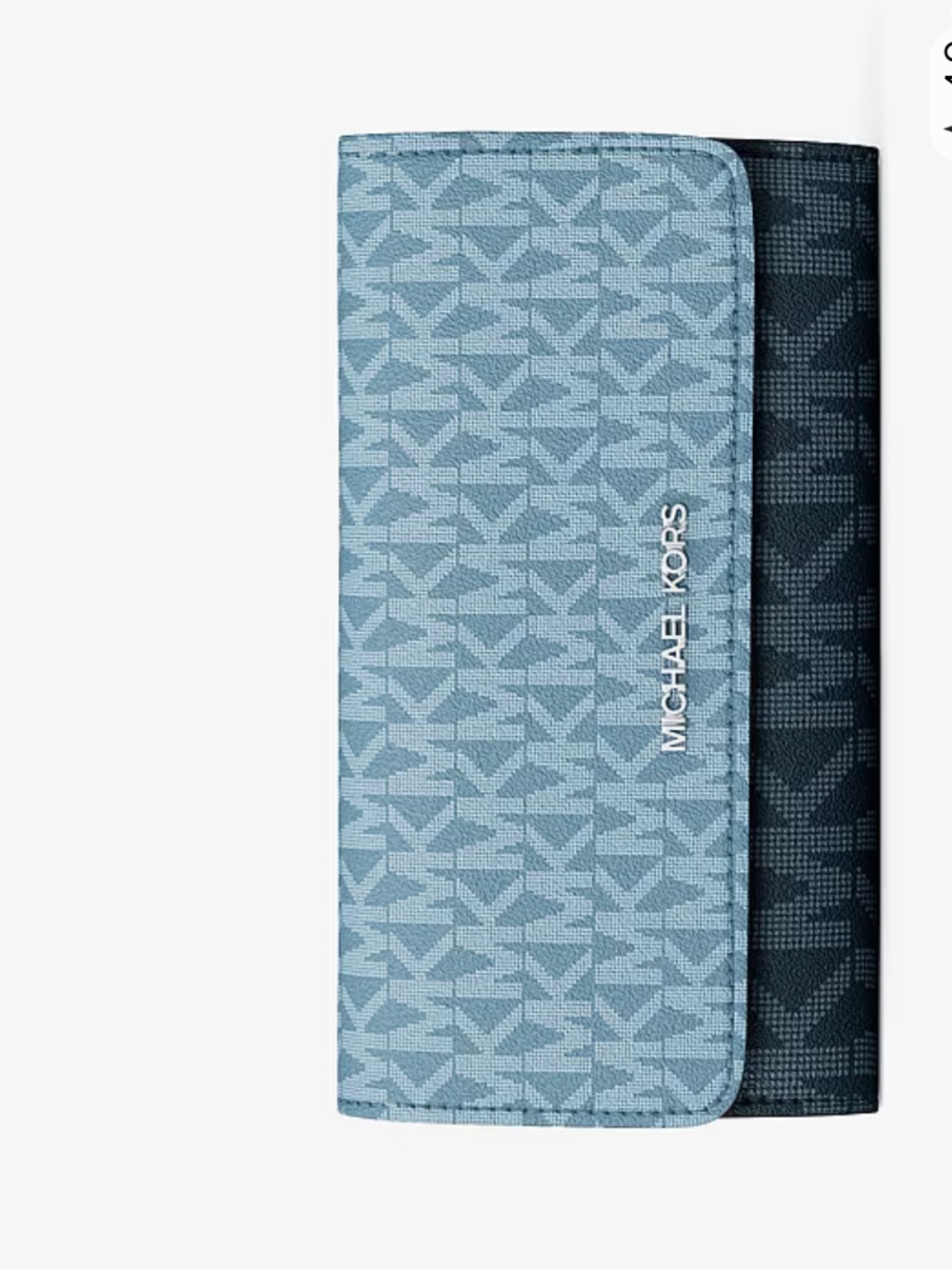 Michael Kors Jet Set Trvl Signature Logo Tri-Fold Wallet Trifold 
Pale Ocean
NWT